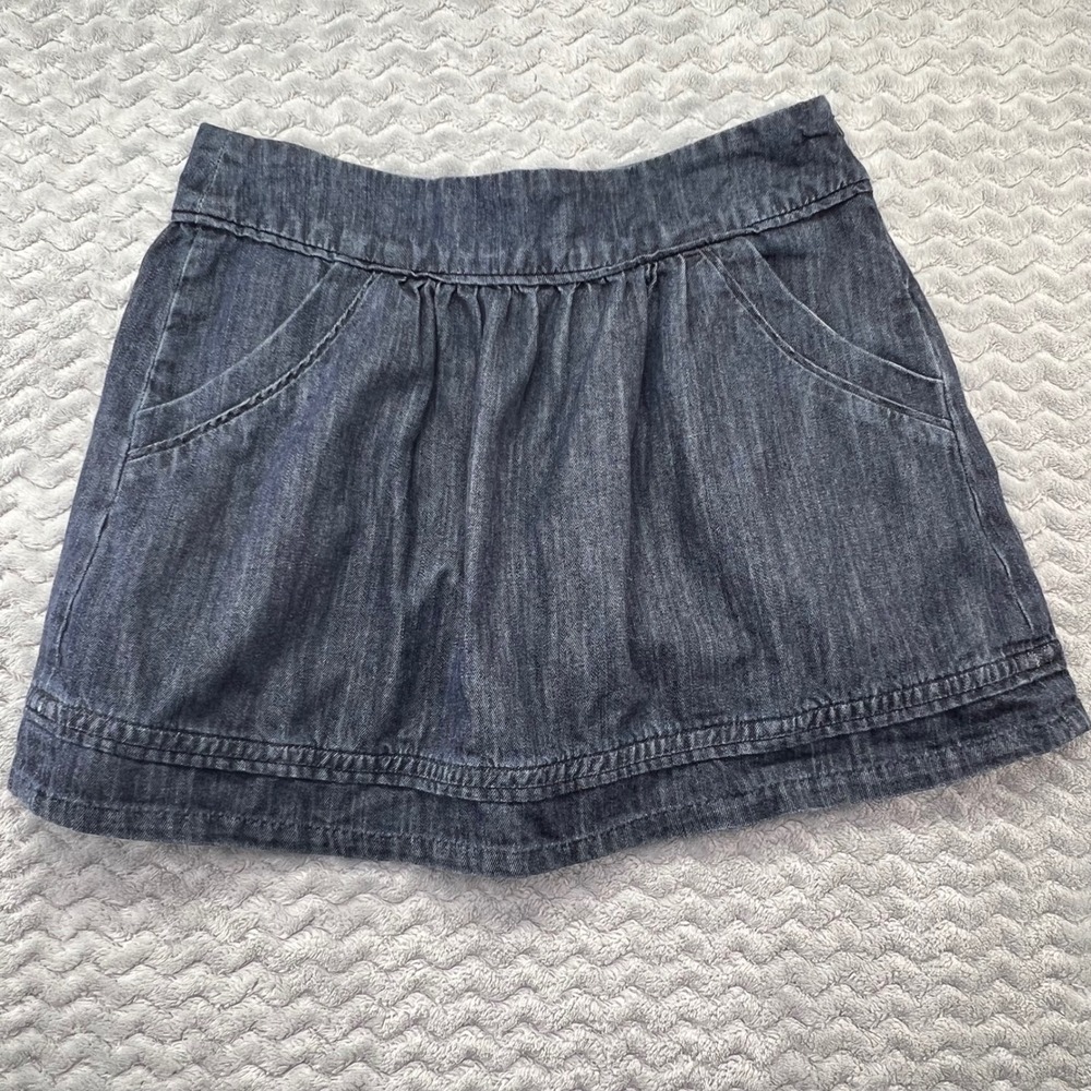 American Eagle Outfitters women's Mini‎ Skirt Blue Chambray Style Pockets Sz 6